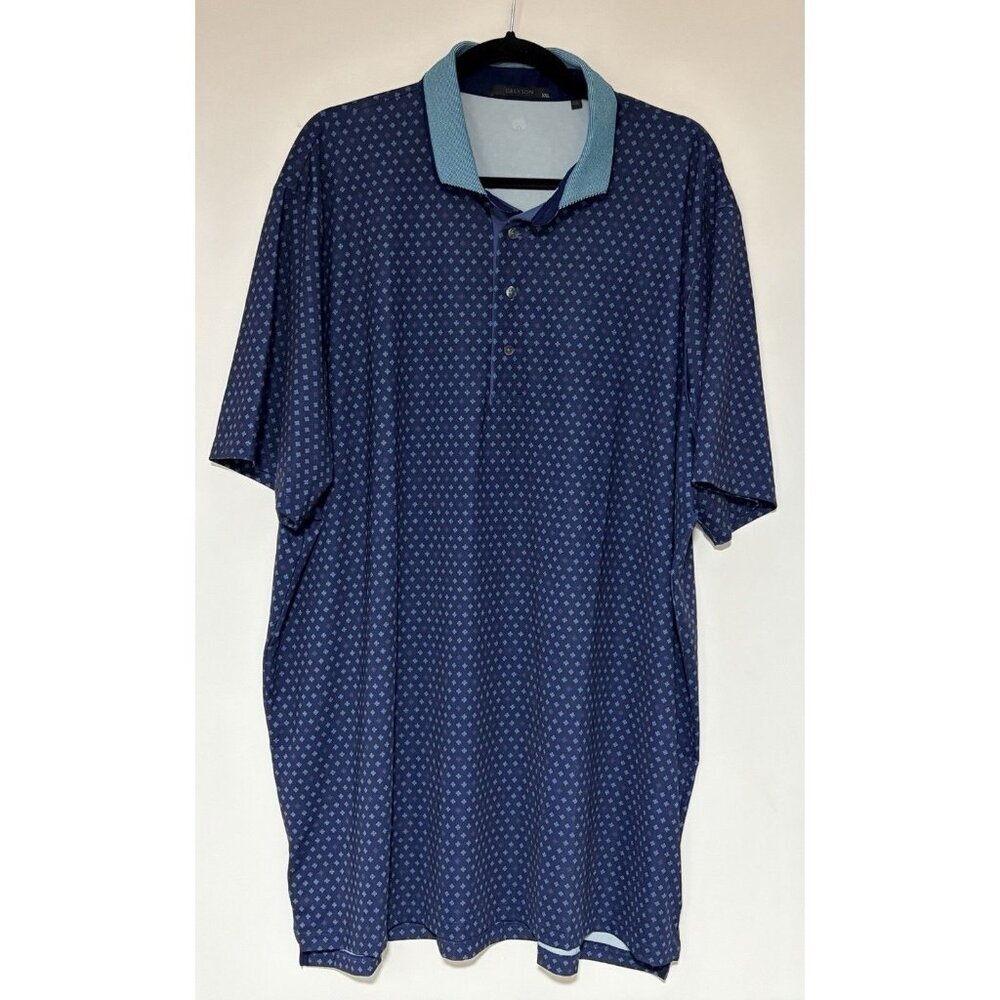 Greyson Men’s Blue Geometric Print Short Sleeve Golf Polo Size XXL